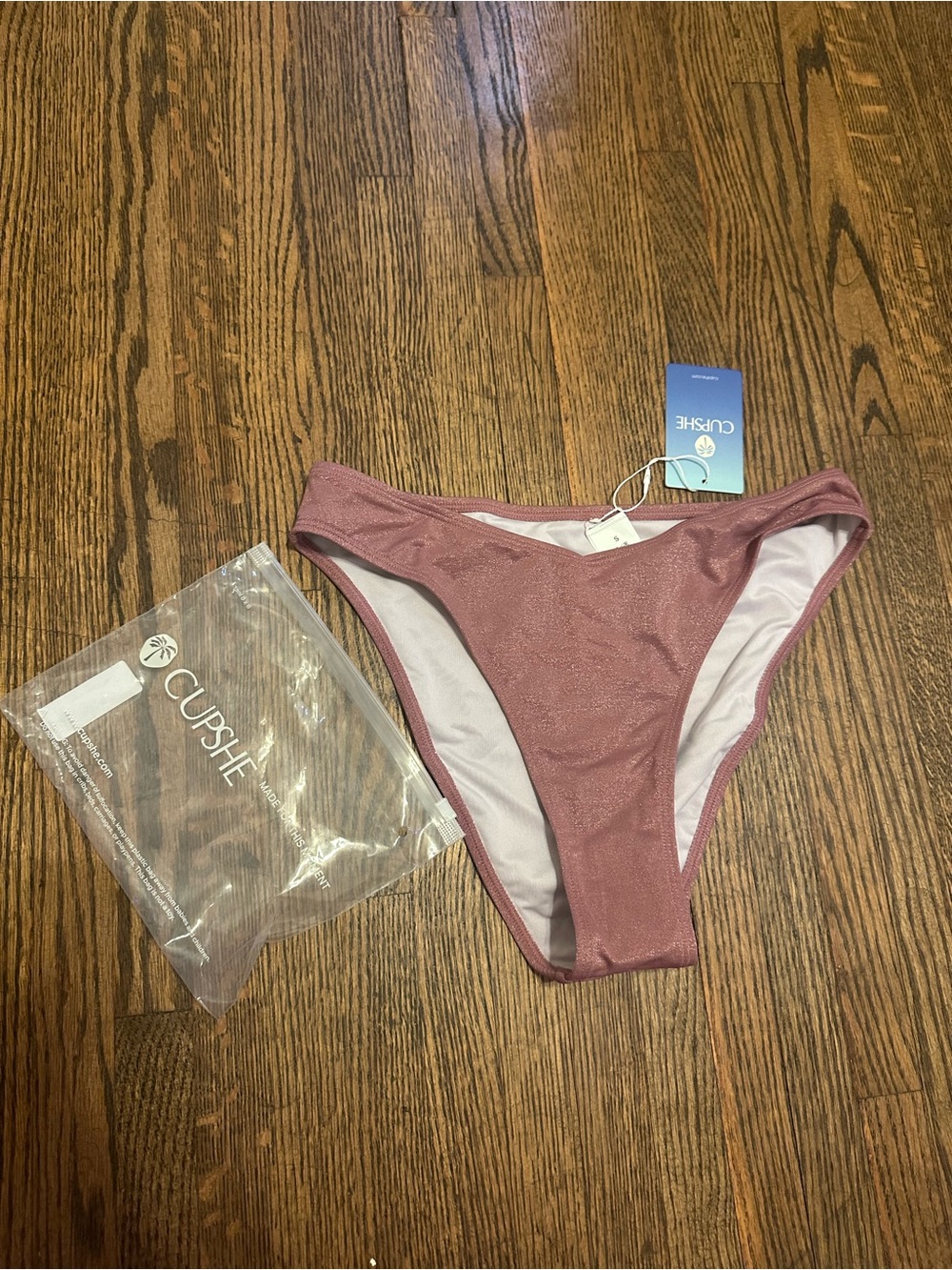 CUPSHE Mauve Shimmer High-Leg Bikini Bottom
